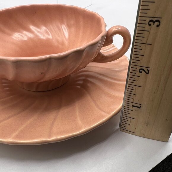 Franciscan Pottery Coronado Satin Coral Cream Bouillon Soup Bowl with Saucer - Picture 10 of 11